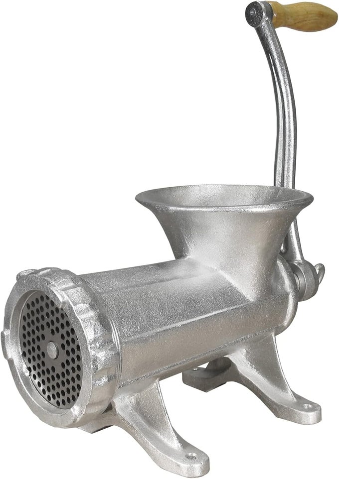 22 MANUAL TINNED MEAT GRINDER AND SAUSAGE STUFFER SILVER