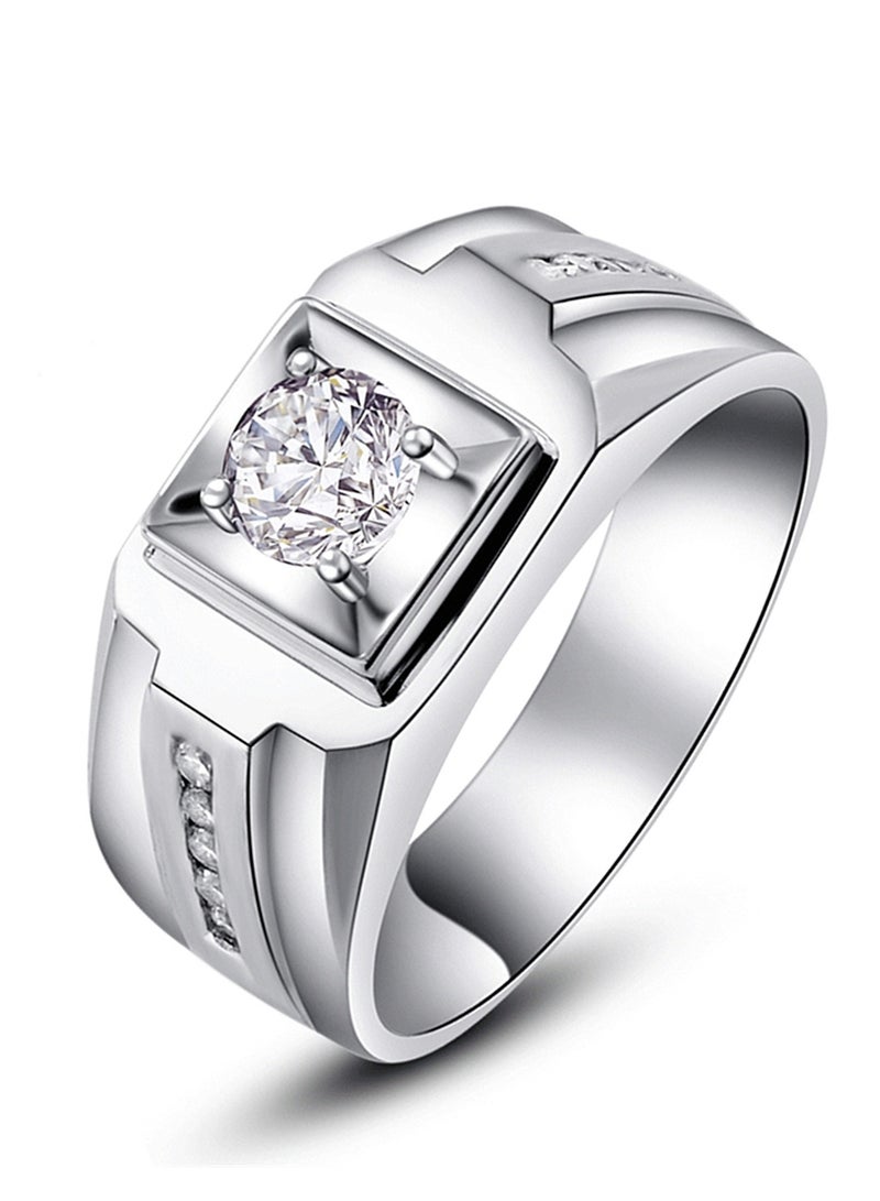 Moissantie Rings for Men D Color VVS1 Round Cut Moissanite Jewelry for Men Wedding Ring S925 Sterling Silver Promise Rings for Wedding Anniversary Engagement - Image 1