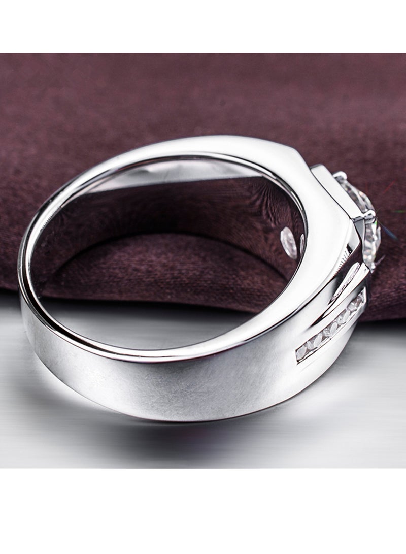 Moissantie Rings for Men D Color VVS1 Round Cut Moissanite Jewelry for Men Wedding Ring S925 Sterling Silver Promise Rings for Wedding Anniversary Engagement - Image 3