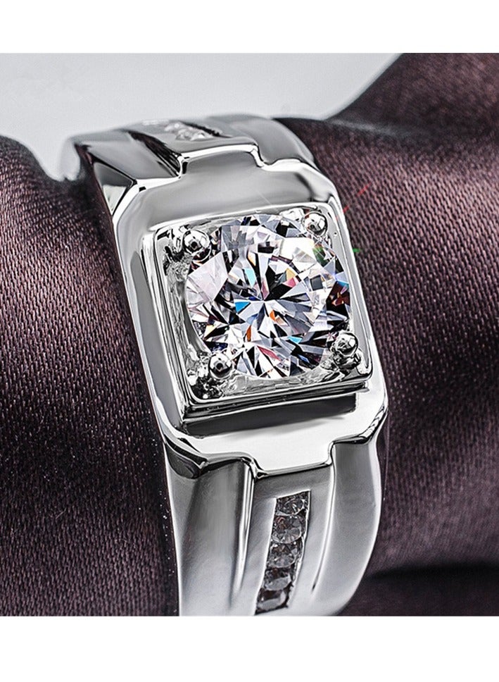 Moissantie Rings for Men D Color VVS1 Round Cut Moissanite Jewelry for Men Wedding Ring S925 Sterling Silver Promise Rings for Wedding Anniversary Engagement - Image 4