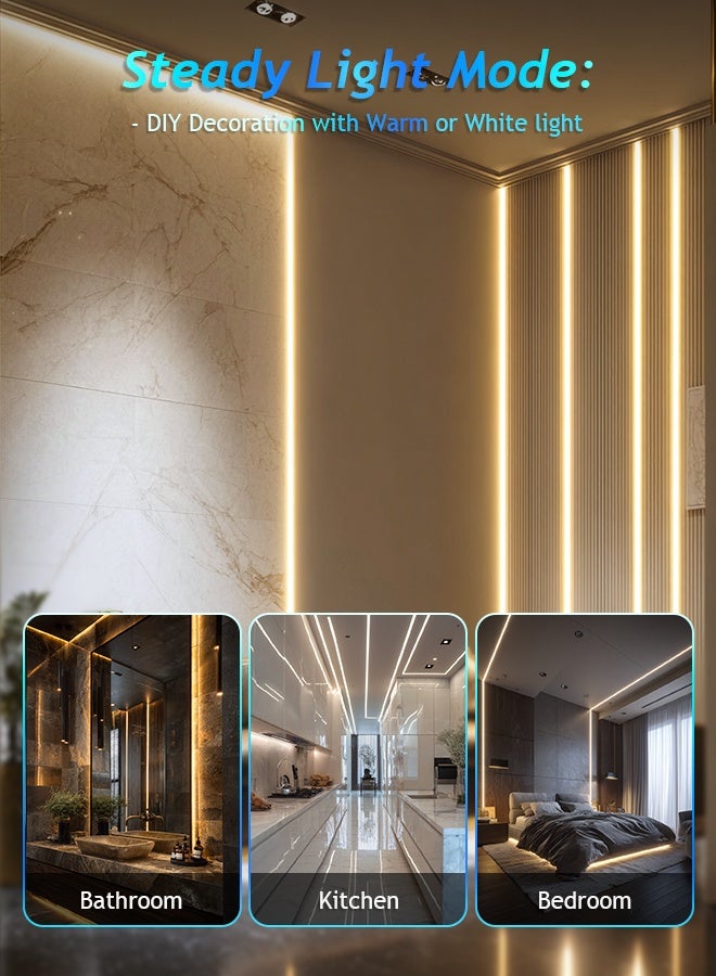 Litus LED Strip Light with Smart Motion Sensor,Auto On/Off Timer,3M,3000K Warm White, Flexible for Bedroom, Cabinet, Stairs, Hallway, Bathroom Night Light - Image 5