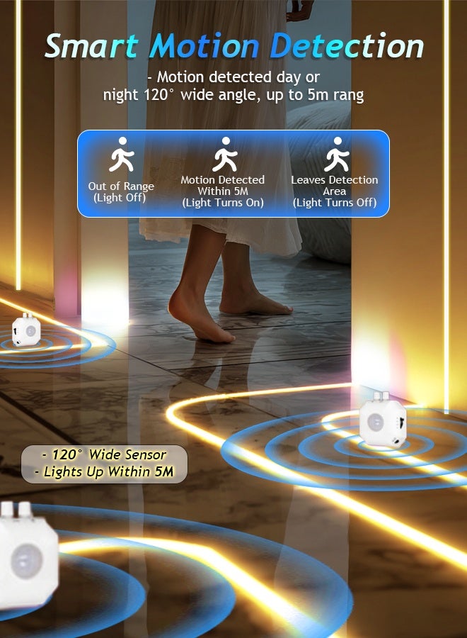 Litus LED Strip Light with Smart Motion Sensor,Auto On/Off Timer,3M,3000K Warm White, Flexible for Bedroom, Cabinet, Stairs, Hallway, Bathroom Night Light - Image 2