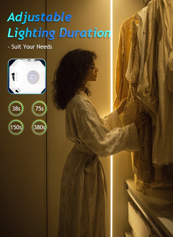 Litus LED Strip Light with Smart Motion Sensor,Auto On/Off Timer,3M,3000K Warm White, Flexible for Bedroom, Cabinet, Stairs, Hallway, Bathroom Night Light - Image 4