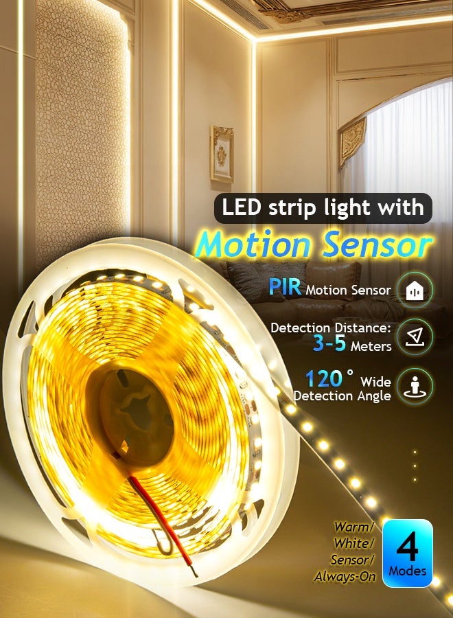 Litus LED Strip Light with Smart Motion Sensor,Auto On/Off Timer,3M,3000K Warm White, Flexible for Bedroom, Cabinet, Stairs, Hallway, Bathroom Night Light - Image 1