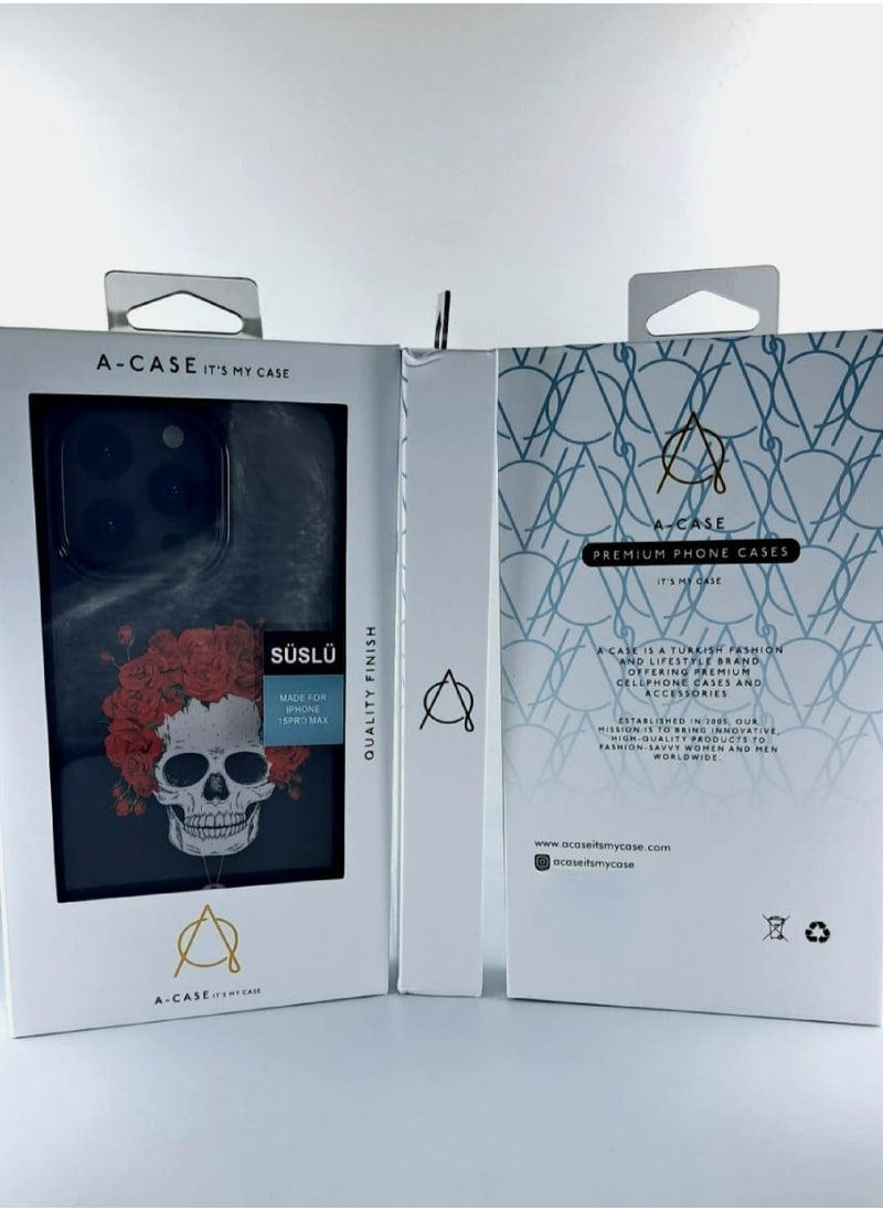 A-CASE - A-Case It's My Case Suslu Series Full Protection Case for iPhone 15 Pro Max, Slim Lightweight TPU Shockproof Cover, Precise Fit, Stylish Gift Packaging, Designed in Turkey – Skeleton - Image 1