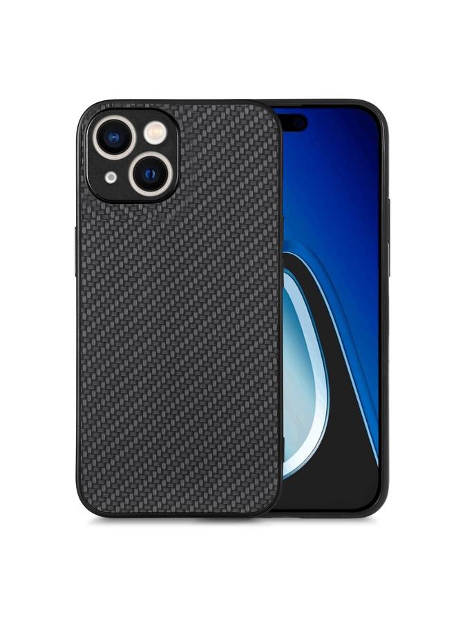 إيروريكس جراب خلفي من الجلد بنسيج ألياف الكربون لهاتف iPhone 15 - Image 1