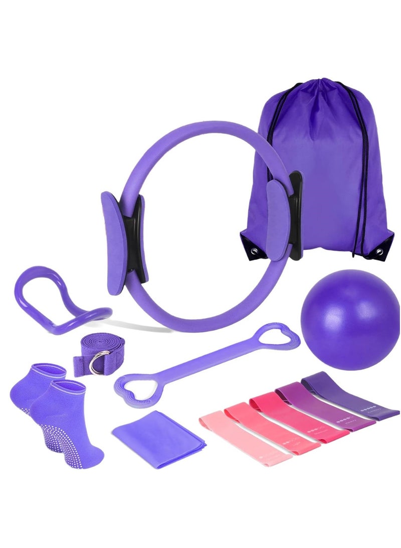 Generic Pilates Ring Essentials Kit for Women, HomeWorkout Equipment Set with 9.8" Ball,Resistance Bands, Magic Circle, Accessories Pilates Set for Beginners, Toning, Fitness Giftldea  - Image 1