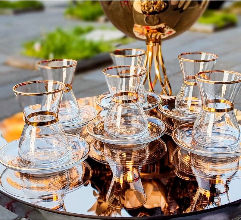 Elit Home Special Design Real Gilded Gold 12 Piece Swan Tea Set