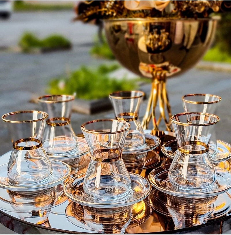 Elit Home Special Design Real Gilded Gold 12 Piece Swan Tea Set