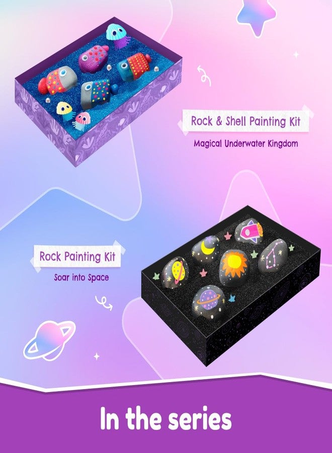 Bloomingo Soar into Space Rock Painting Kit for Kids - Creative Painting Craft Gift for Boys & Girls | Non-Toxic Paints & Safe Accessories | Sparks Imagination, Creativity & Learning | Ages 4+ - Image 3