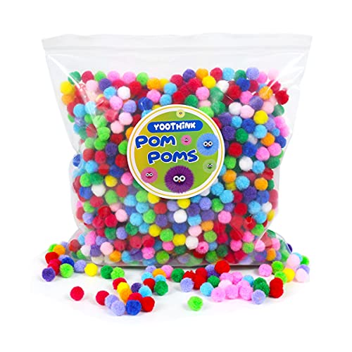 YooThink 1500 Pieces Pompoms for Crafts,Small Size 1CM Small pom poms for Crafts,Pompoms for DIY Creative Crafts Decorations - Image 1