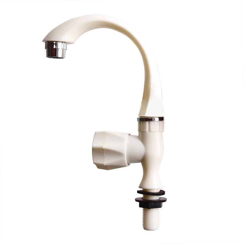 Droptech PVC Swan Neck Tap for Kitchen/Bathroom Wash Basins/faucets (Big Neck) (White), Polished - Image 2