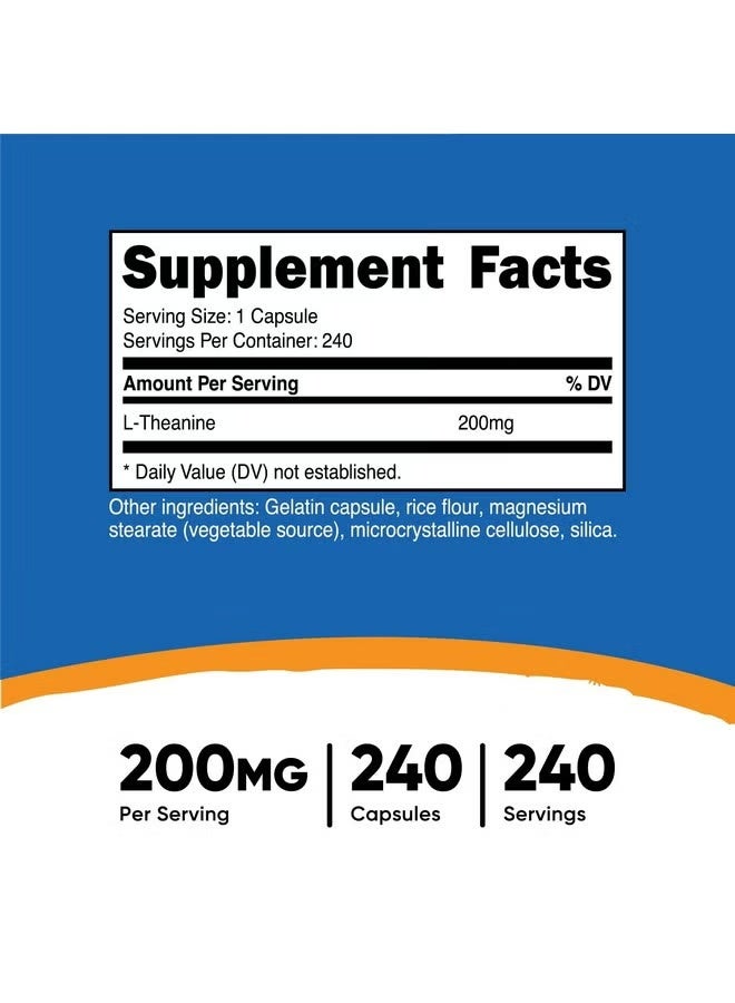 Nutricost L-Theanine 200mg, 240 Capsules - Double Strength - Image 2