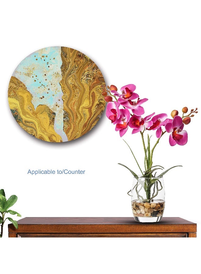 Jusdreen 1 Pcs Glass Vase Artificial Orchid Flower Bonsai Vivid Phalaenopsis Flowers Potting for Home Office Décor, Table Centerpiece Room Decorations 14.5"(Glass Vase/Purple Orchid) - Image 4