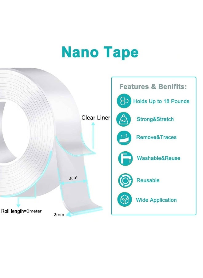 MOMENT Double-Sided Tape (3Meter) Mounting Tape, Multipurpose Removable Adhesive Foam Tape, Transparent Tape For Paste Items, Household  - Image 2