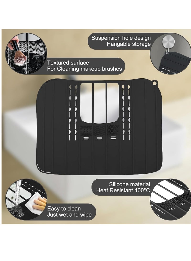 Ranphykx - Sink Foldable Cover for Counter Space - Makeup Brush Cleaning Mat - Bathroom Makeup Tools Organizer Space Saver Bathroom Sink Silicone Cover - Image 1