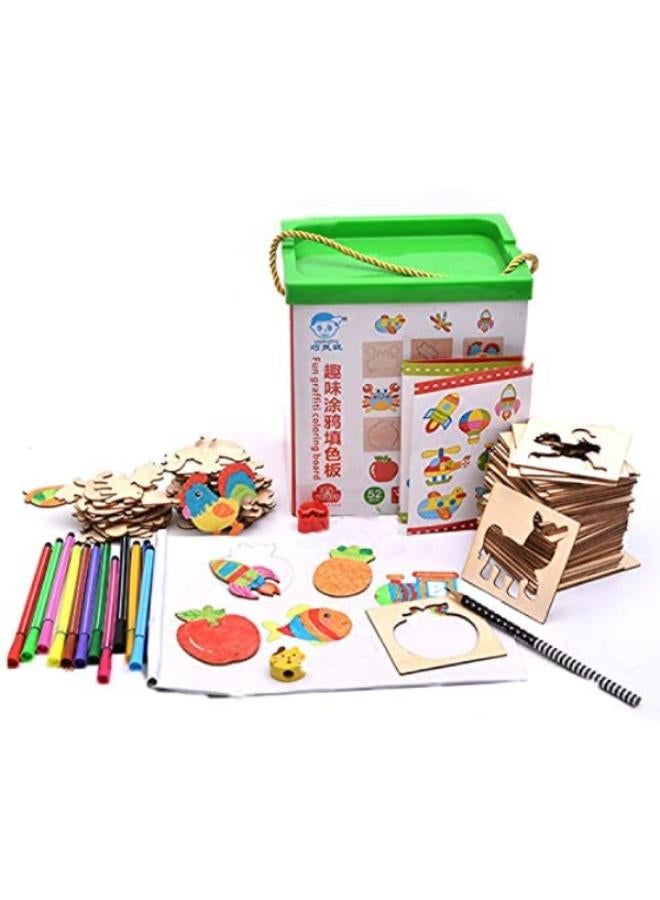 Drawing instruction box with 52 wooden cards +sketchbook + 12 color pencils +pencil - Image 1