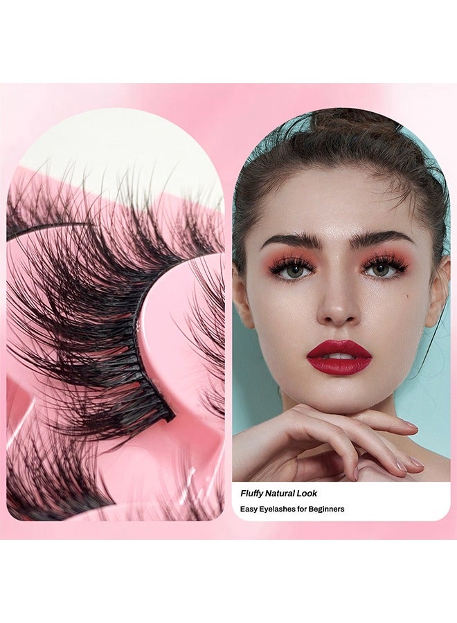 JS 14 Pairs False Eyelashes, Fluffy Long False Eyelashes Thick Natural, Soft Curly Wispy Black Lash Band, for Dramatic Makeup Reusable Self Adhesive False Eye Lashes for Girls and Women Daily Use - Image 2