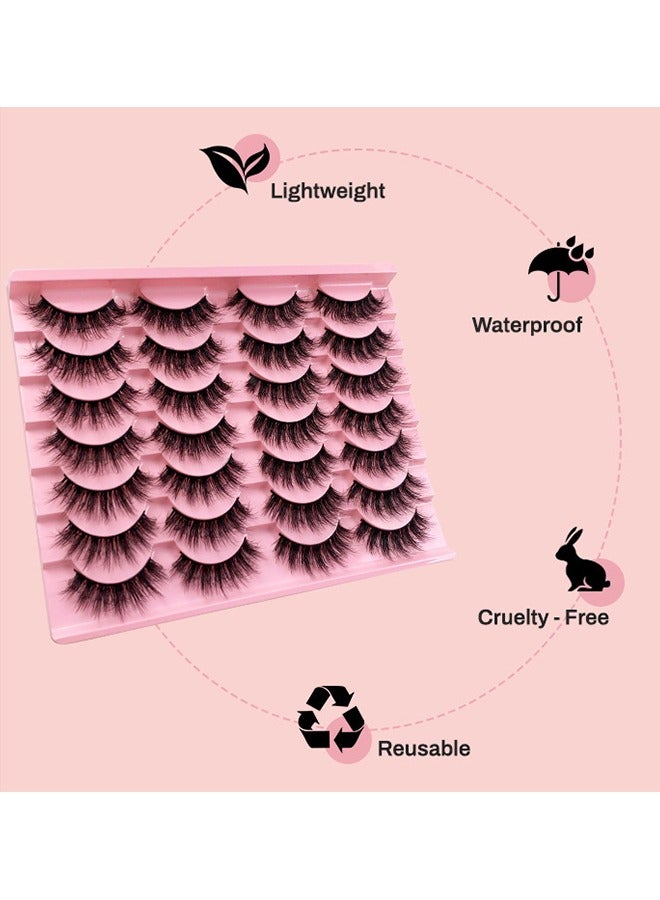 JS 14 Pairs False Eyelashes, Fluffy Long False Eyelashes Thick Natural, Soft Curly Wispy Black Lash Band, for Dramatic Makeup Reusable Self Adhesive False Eye Lashes for Girls and Women Daily Use - Image 5