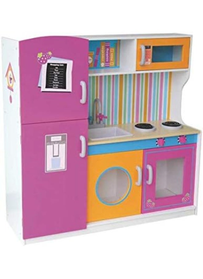 Rainbow Toys - RBW TOYS DollHouse Kit Kitchen and Fridge DIY Toy Realistic 3D with Furnitures Birthday Gift For Girl 104*30*102 CM - Image 1