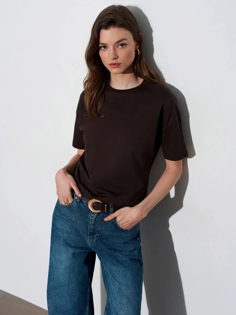 ديلفين DILVIN Women's Cotton Crew Neck T-Shirt