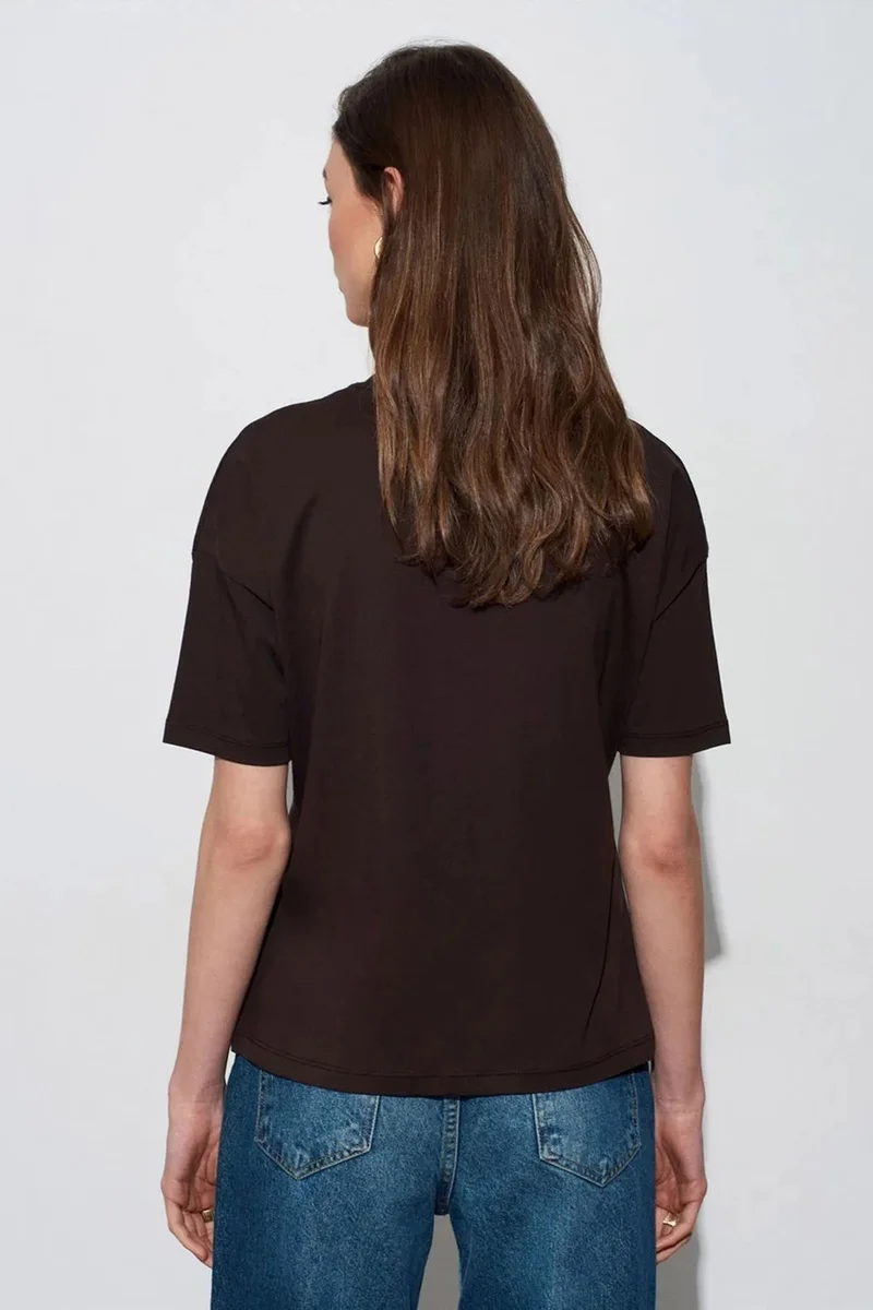 Dilvin Coffee Brown DILVIN Women's Cotton Crew Neck T-Shirt for Women | Best Price UAE
