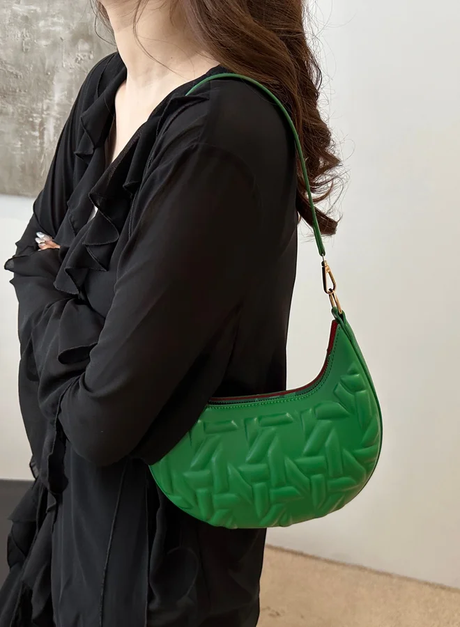 Take Two Neon Green Quilted Shoulder Bag