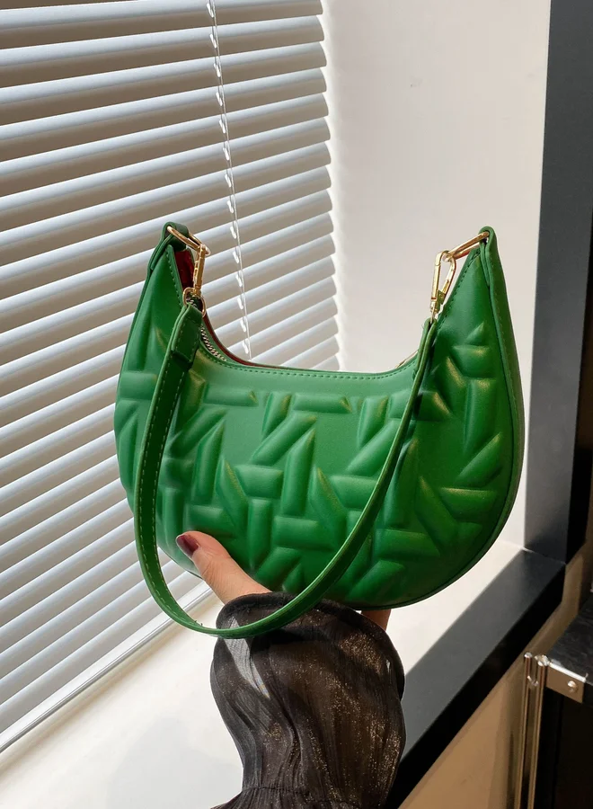Take Two Neon Green Quilted Shoulder Bag
