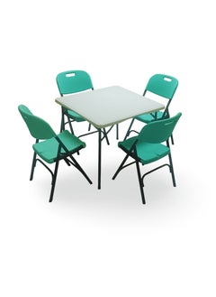 5-piece folding furniture set 88 cm table with 4 Turquoise Green chairs - pzsku/ZC23D6FB10550F3A46419Z/45/_/1734500452/09643d10-d085-46c0-9198-1b71d45a5e1b