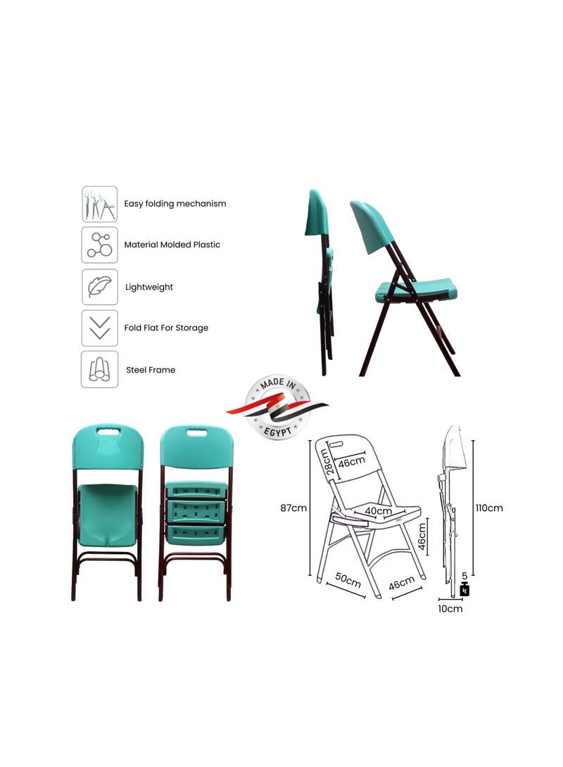 SunBoat Commerce 5-piece folding furniture set 88 cm table with 4 Turquoise Green chairs  - Image 4