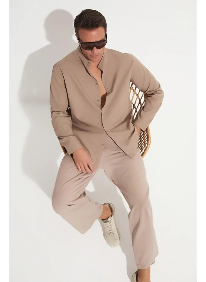 جون June Exclusive Men Long Sleeve Shirt Mink
