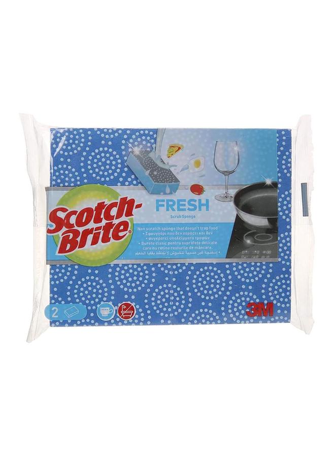Scotch Brite 2-Piece Fresh Non Scratch Scrub Sponge Blue and White - Image 1