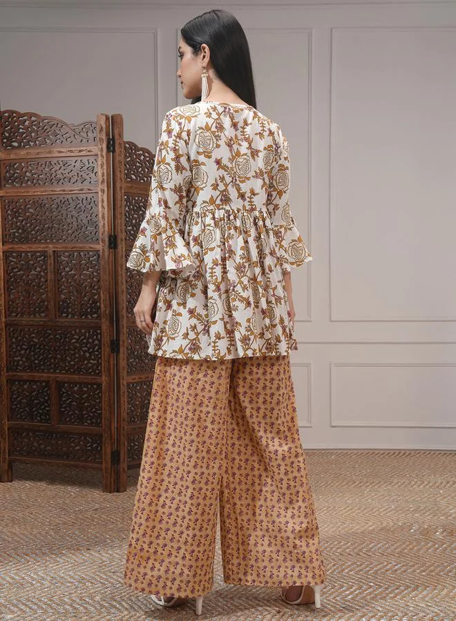 Vishudh All-Over Printed Tunic with Palazzo Pants and Jacket Co-Ords by Styli