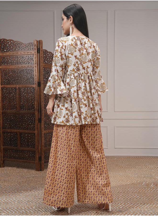 Vishudh All-Over Printed Tunic with Palazzo Pants and Jacket Co-Ords by Styli  - Image 3