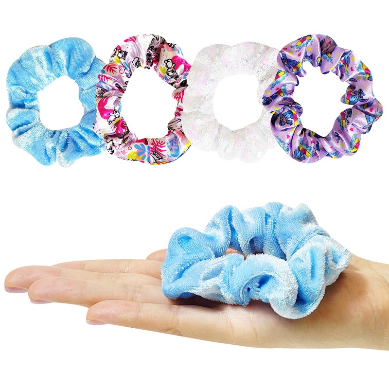 LUV HER Lilo & Stitch Hair Accessory 5 Pcs Set - 1 Regular 9 inch Stitch Hairbrush & 4 Scrunchies - Detangling Brush - Elastic Hair Ties Ropes for Girls, Ages 3+ - Image 4