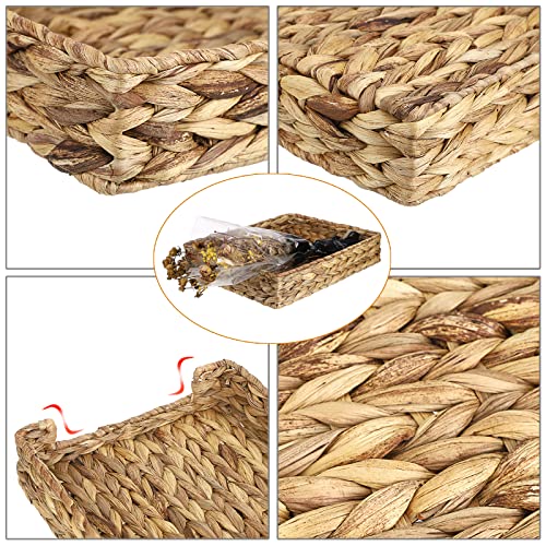 BTSKY Multipurpose A4 File Tray Natural Water Hyacinth Desk Tray Organizer Woven Letter Size Desk Documents Trays Magazine Files Storage Basket Organizer Bin for Office Cosmetics Bathroom - Image 5