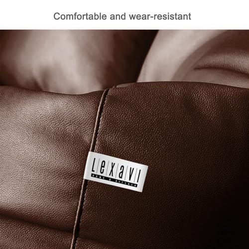 LEXAVI® - 6XL Premium Superior-A Grade Orchid Leather Filled with Beans Jumbo Bean Bag with Footrest and Cushion Adult Size Bean Bag Capactity-Upto 6Feet (Ready to Use) Color (XXXXXXL-Black) - Image 4