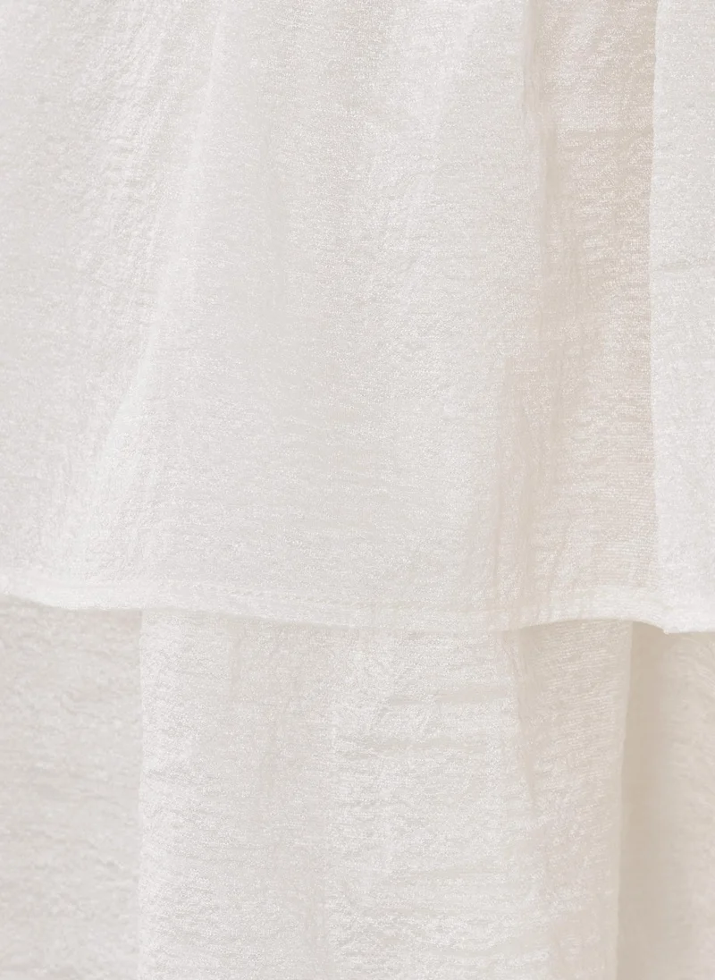 Lichi Textured fabric mini dress with ruffles on the bodice