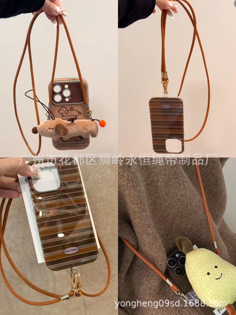 Crossbody Phone Lanyard Pu Leather Bag Strap Crochet Strap Phone Case Diy Accessory Leather Strap - Image 4