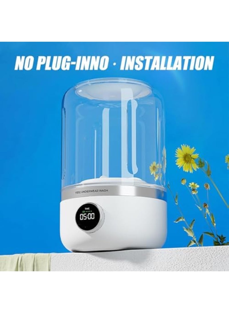 SYOSI غسالة محمولة صغيرة، 1.2 لتر غسالة مدمجة للأحمال الصغيرة، مثالية لغسل الملابس الداخلية، الجوارب، والأقمشة الحساسة، مثالية للشقق، الفنادق، السفر، موفرة للطاقة، موفرة للمساحة، سهلة الاستخدام (أبيض) - Image 2