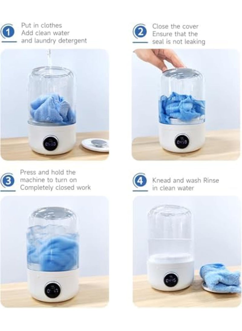 SYOSI غسالة محمولة صغيرة، 1.2 لتر غسالة مدمجة للأحمال الصغيرة، مثالية لغسل الملابس الداخلية، الجوارب، والأقمشة الحساسة، مثالية للشقق، الفنادق، السفر، موفرة للطاقة، موفرة للمساحة، سهلة الاستخدام (أبيض) - Image 5