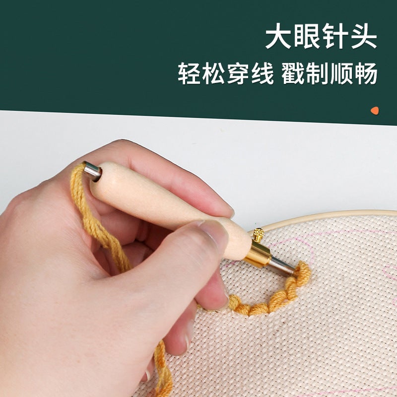 Small 50#35# Simple Yuan Wooden Handle Stamp Pen Tufting Tool Accessories Russian Stamp Embroidery Stamp Needle - Image 3