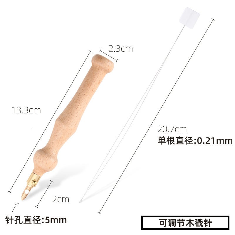 Small 50#35# Simple Yuan Wooden Handle Stamp Pen Tufting Tool Accessories Russian Stamp Embroidery Stamp Needle - Image 1
