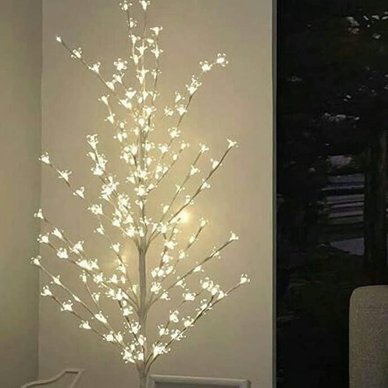 Harmony Home شجرة البتولا من هارموني هوم مع 120 ضوء LED دافئ أبيض - شجرة زخرفية أنيقة للمنزل والمكتب وزينة العطلات - Image 3