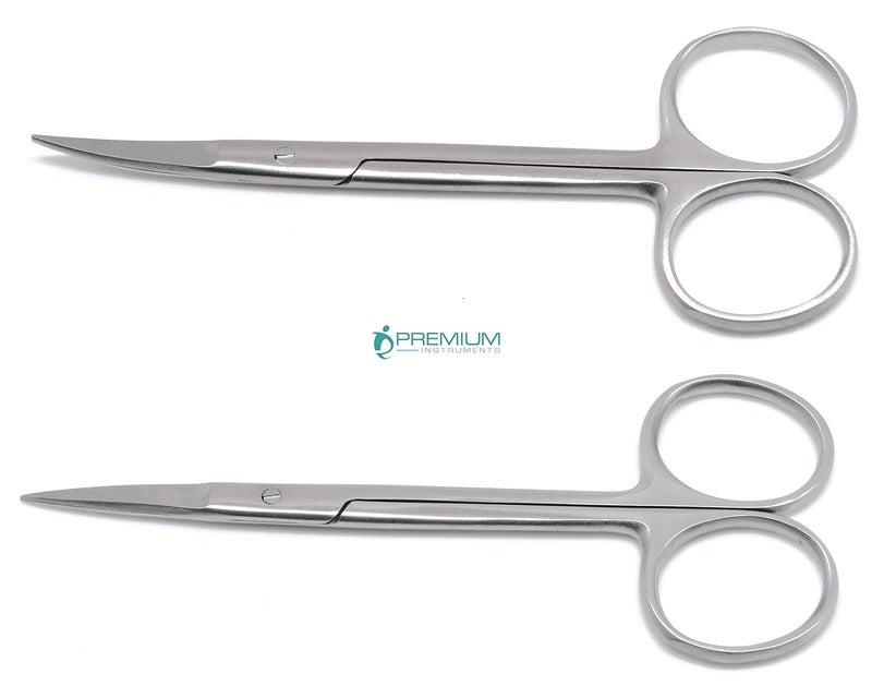 Premium Instruments Iris Scissors Straight, Curved 4.5" Surgical Dental Veterinary First Aid Instruments - Image 1