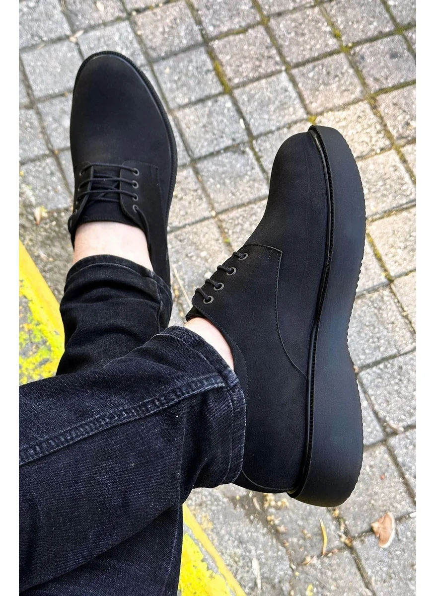 Big King Black Suede Thick Sole Men's Classic Shoes