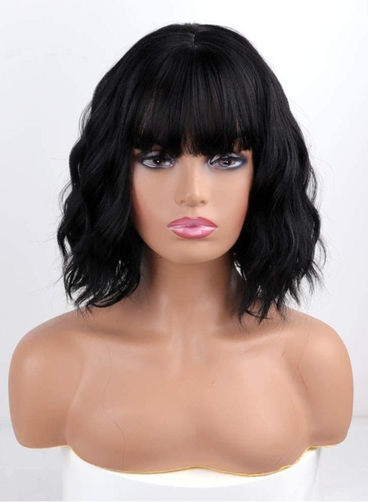 Estelle Fiber Heat Resistant BoBo Wig for Women Natural Looking Full Wigs for Daily Use Short Black - Image 2