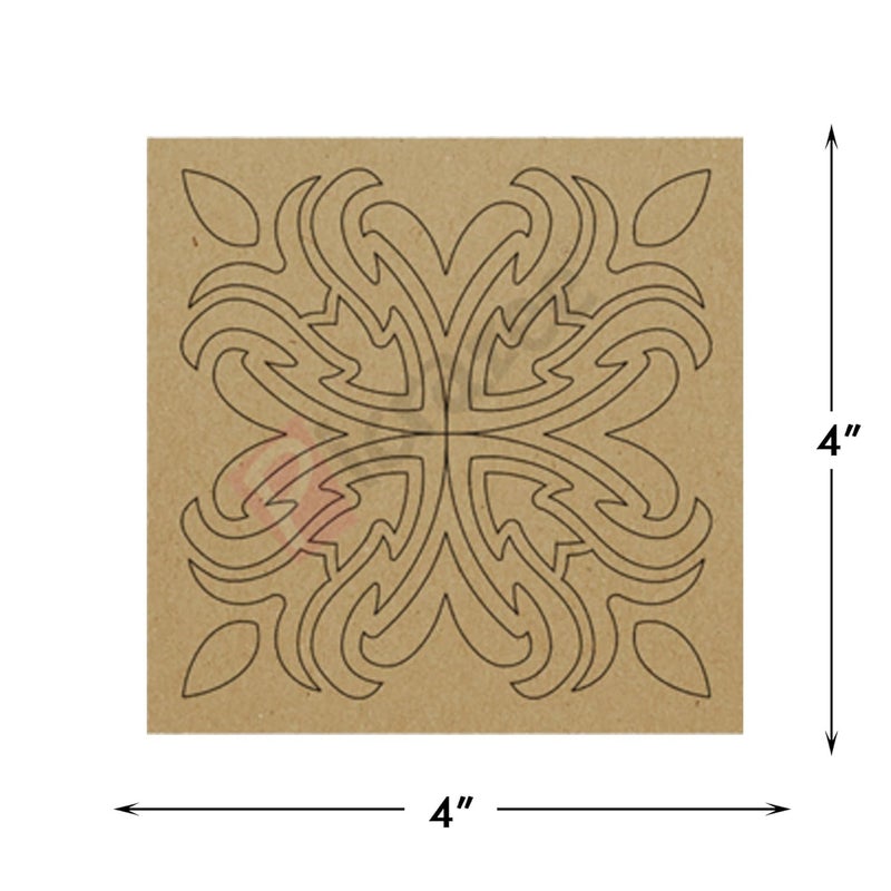PICRAZEE DIY Engineered Pine MDF Pre-Marked 12 Square Plates (2 Designs 6 pcs Each Design) Size 4x4 inch and 5.5 mm Thickness– Ideal for Art and Craft, Resin Art, Decoupage, and DIY Projects - Image 3