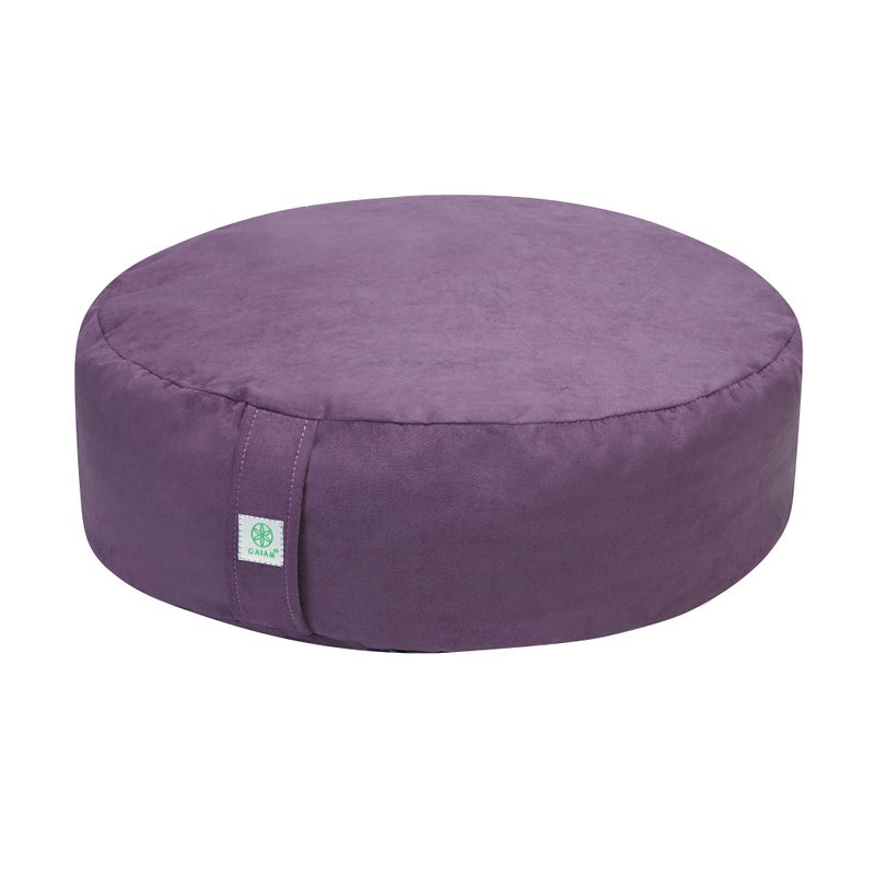 Gaiam Zafu Yoga Meditation Cushion - Ergonomic Buckwheat Hull Floor Pillow for Posture Support, Tailored Comfort with Adjustable Filling, Carry Handle, Versatile for Pilates and Relaxation - Purple - Image 1