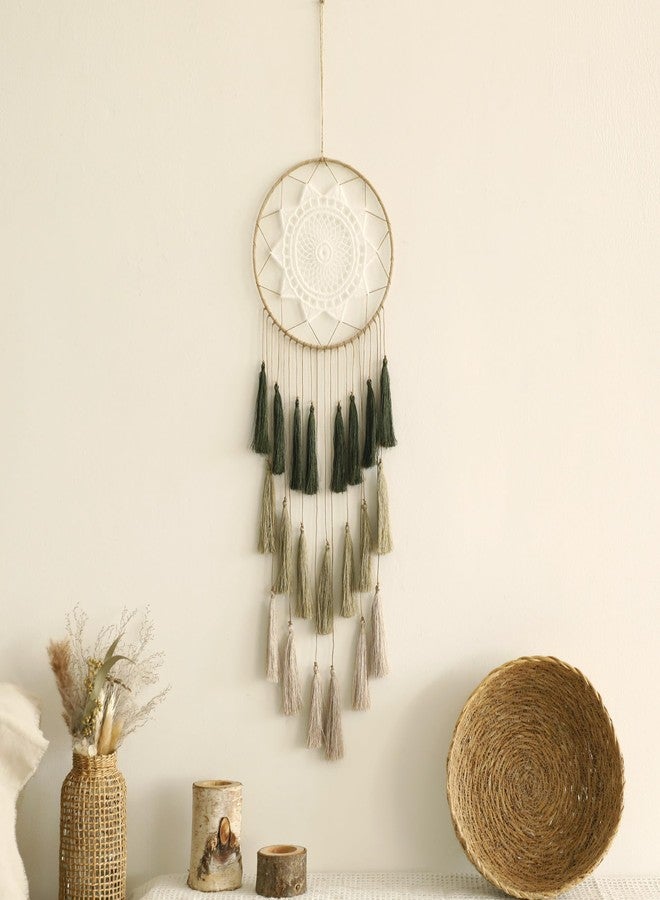 Artilady Macrame Dream Catcher Wall Hanging - Large Dreamcatchers Boho Chic Wall Decor, Handmade Tassels Ornament Colorful Room Decor for Bedroom, Blessing Gift for Girls Kids Women (Dark Green Mix) - Image 1